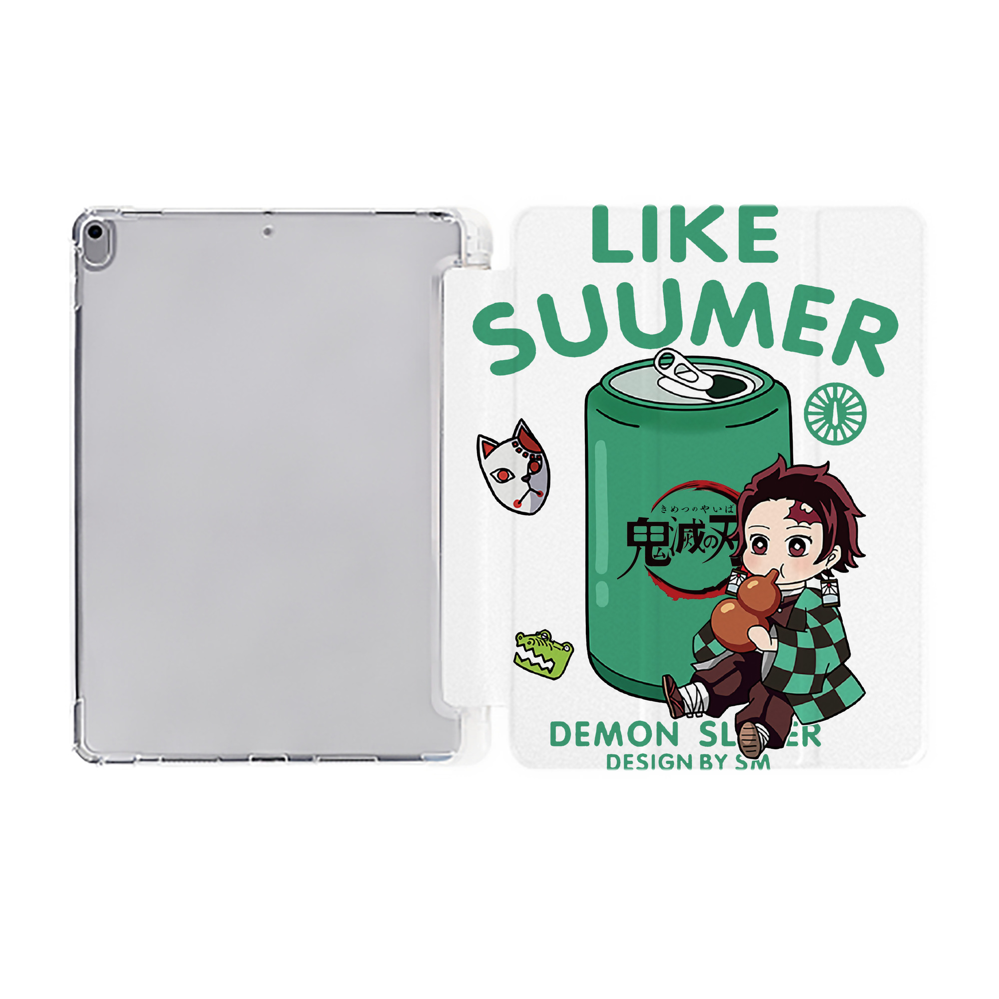 （画像用） 鬼滅の刃 竈門 炭治郎／かまど たんじろう Kamado Tanjirou IPad ケース ペン収納付き 三つ折りスタンド PUレザー×シリコン 対応機種9.5/10.5/10.9インチ